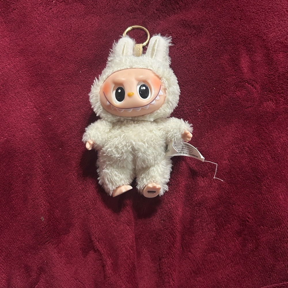 Adorable Cream Plush Keychain for Small Pets